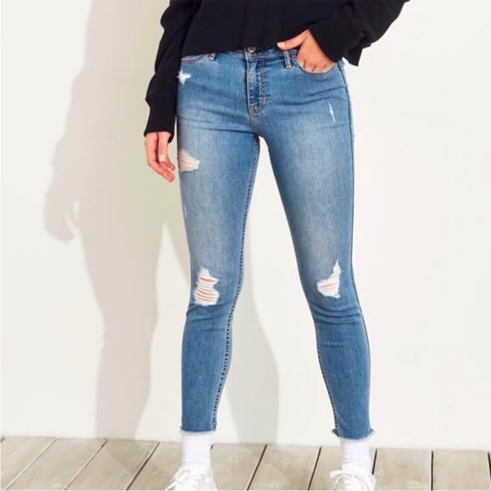 Hollister Mid Rise Ankle Super Skinny Jeans Crop